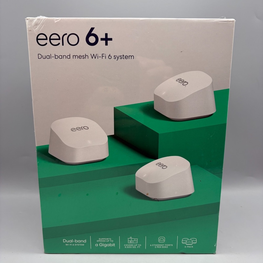 eero 6+ Dual-Band Mesh Wi-Fi 6 System (3-Pack) - Sealed